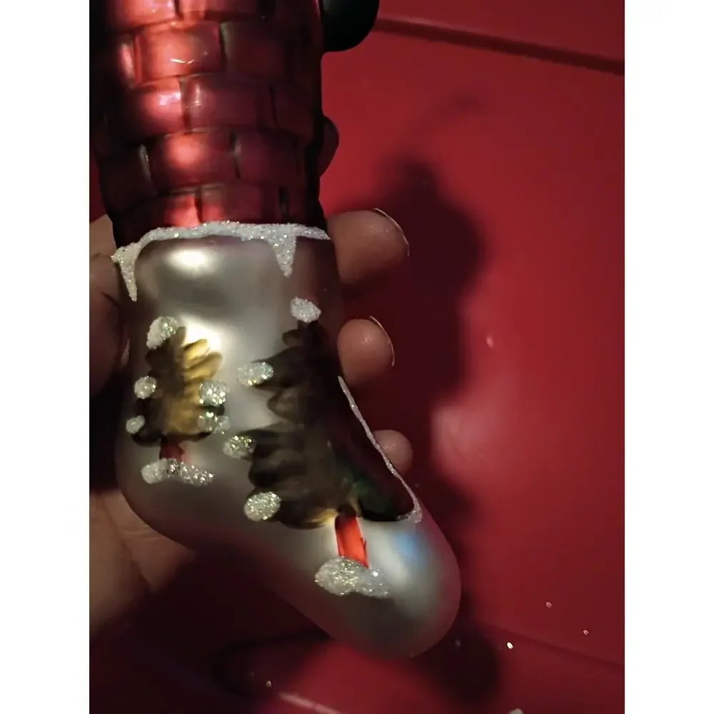 Dillards Hand Blown Glass Ornament Santa Chimney Stocking NEW in Box 9